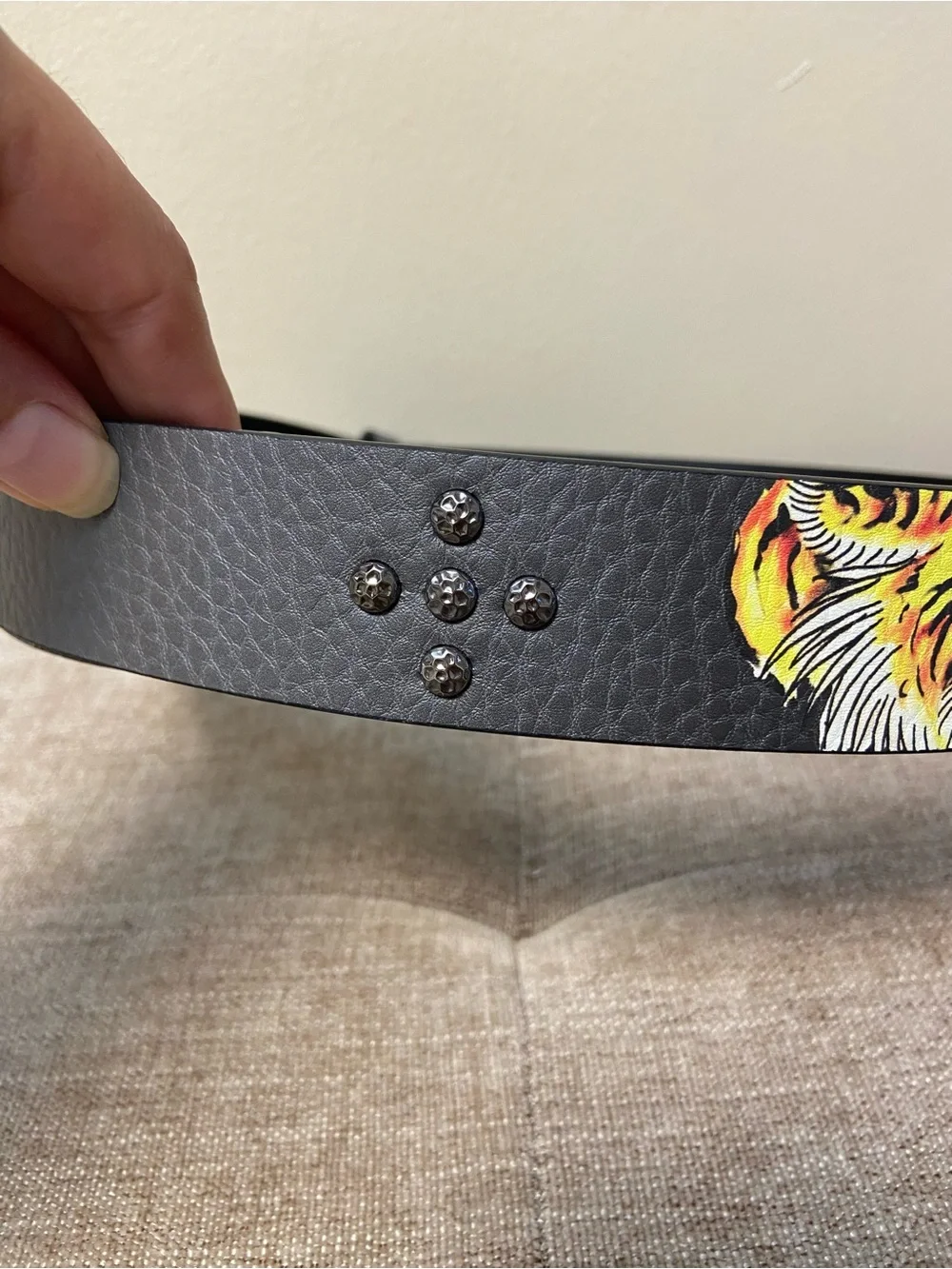 Ed Hardy Tiger Belt Studded Love Kills Slowly Black Grey Men 38 New